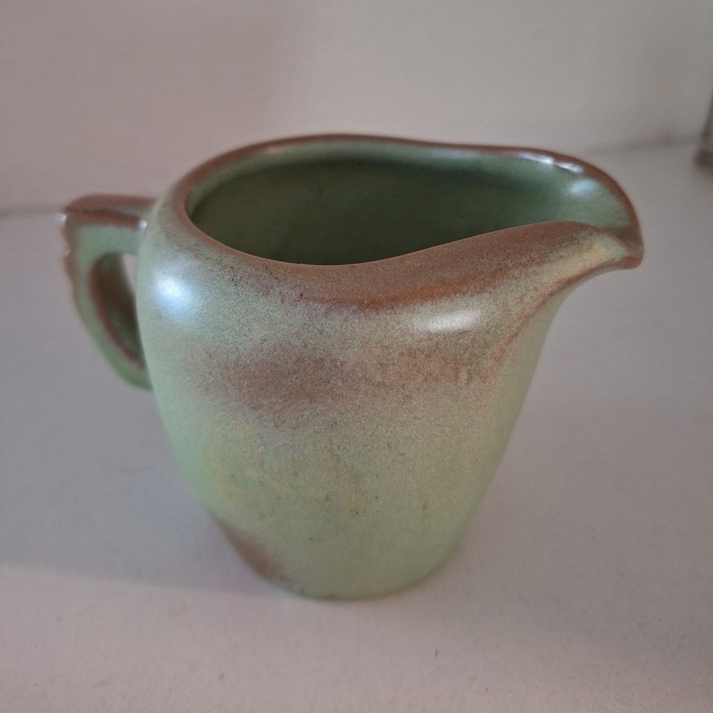 Frankoma Pottery Prairie Green Creamer with Handle Vintage Collectible